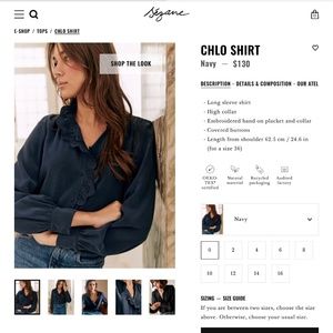 Sezane Chloe Shirt Navy Blue